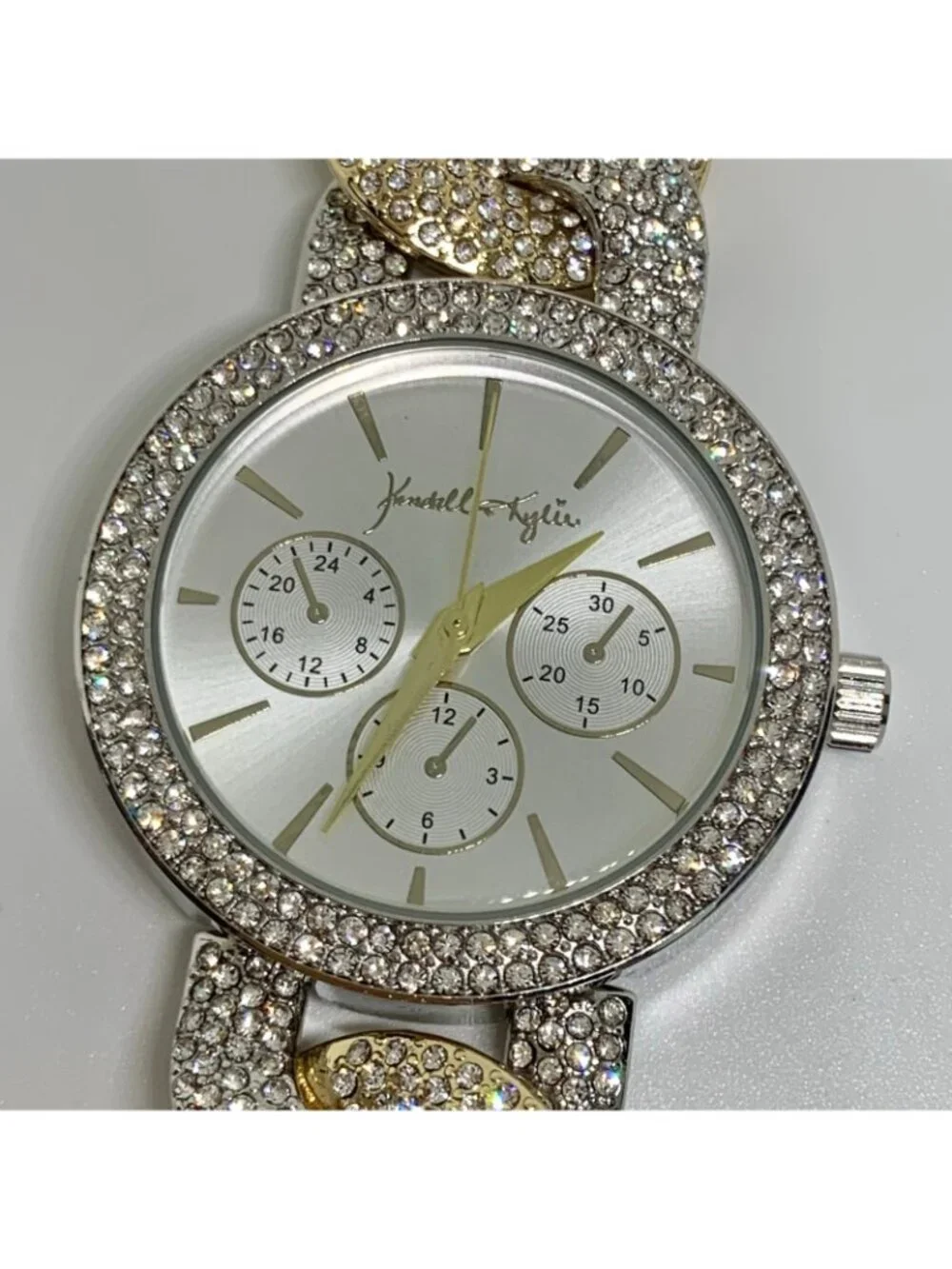 Kendall Kylie women’s watch gold silver tone 37mm rhinestones up to 6.5” running